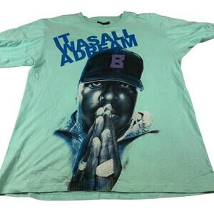 Graphic Short Sleeve Tee in Mint with Blue Print